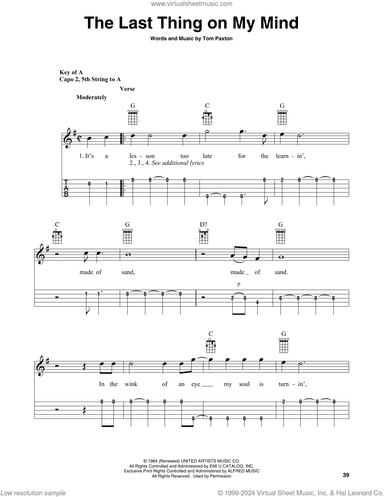 The Last Thing On My Mind (arr. Fred Sokolow)
