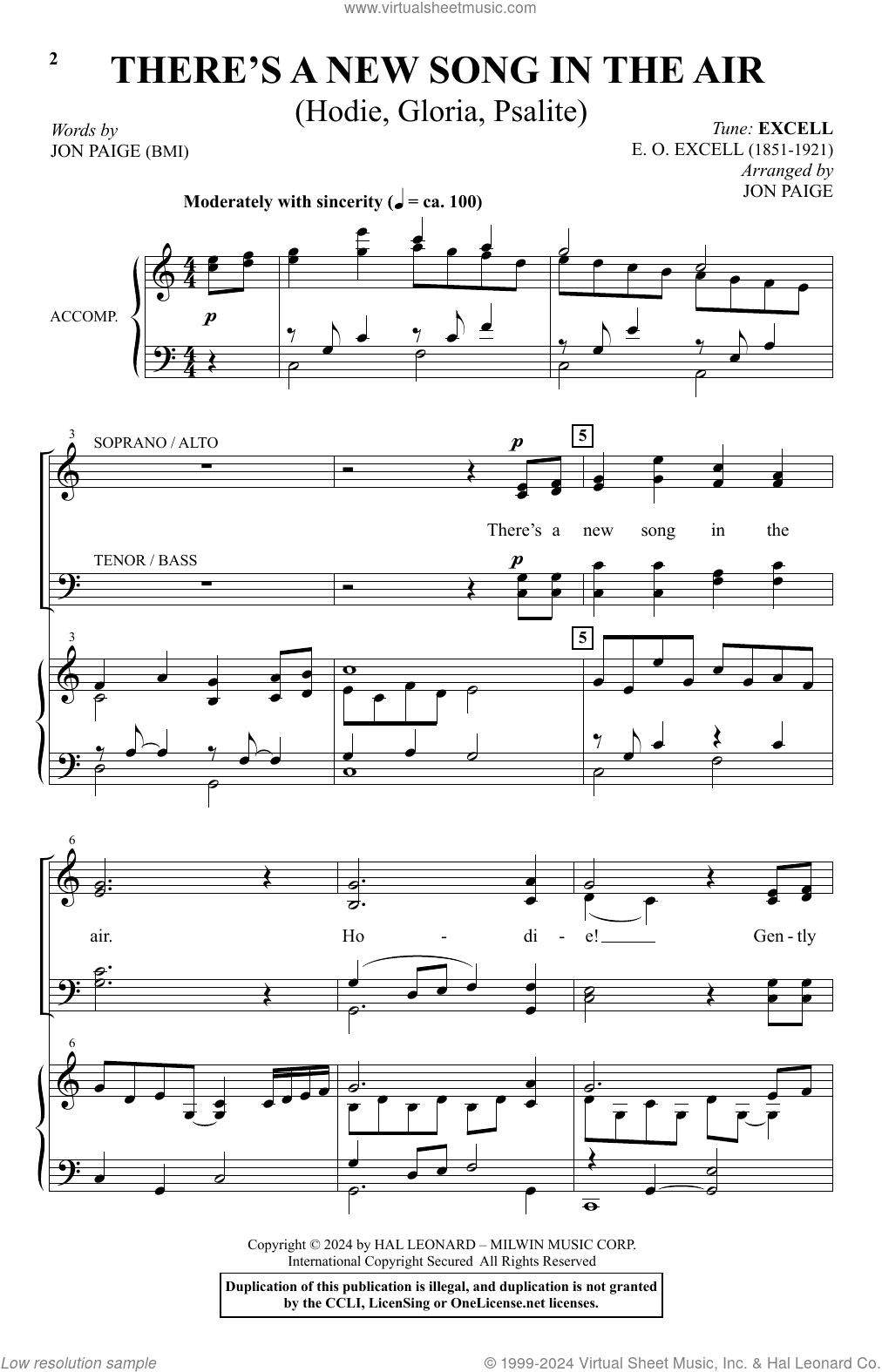 There's A New Song In The Air (Hodie, Gloria, Psallite)