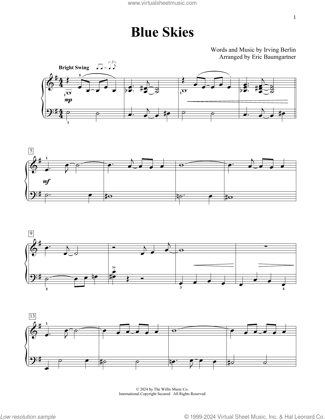 Blue Skies (arr. Eric Baumgartner)