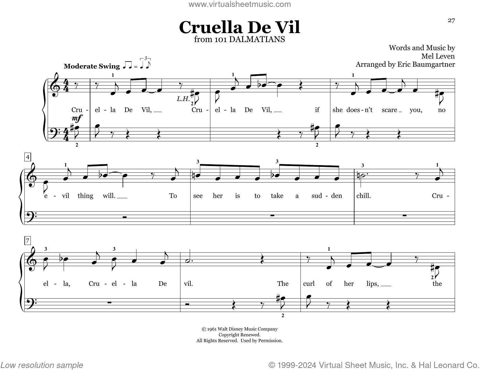 Cruella De Vil (from 101 Dalmations) (arr. Eric Baumgartner)