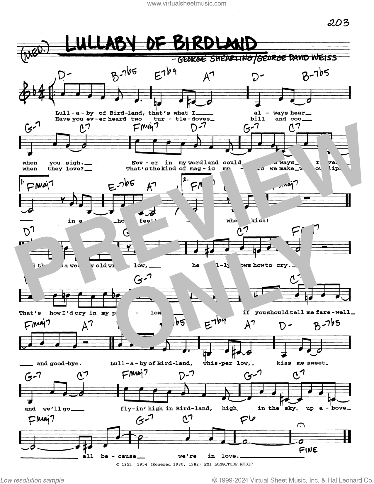 Lullaby Of Birdland (Low Voice)