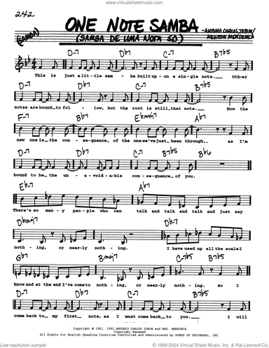 One Note Samba (Samba De Uma Nota So) (Low Voice)