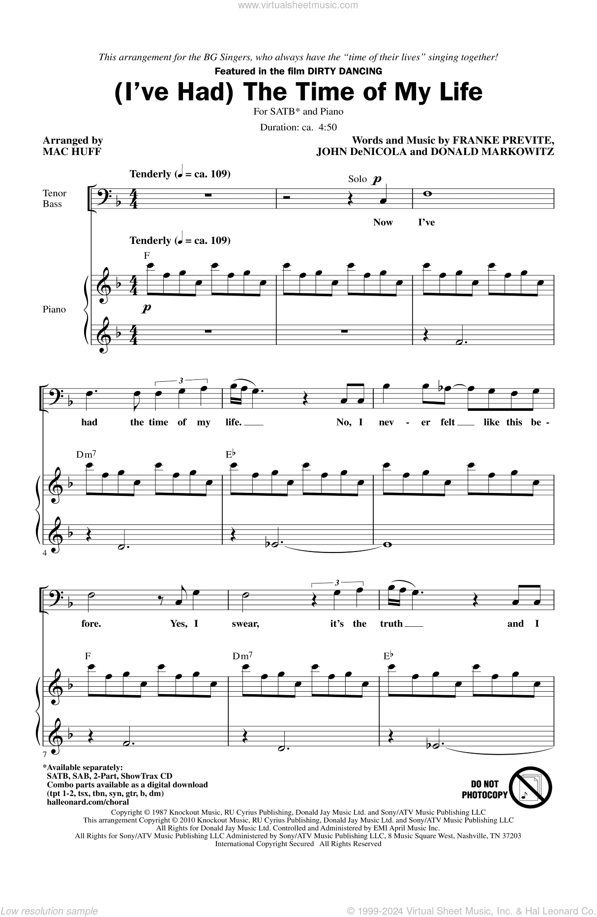 (I've Had) The Time Of My Life (arr. Mac Huff)