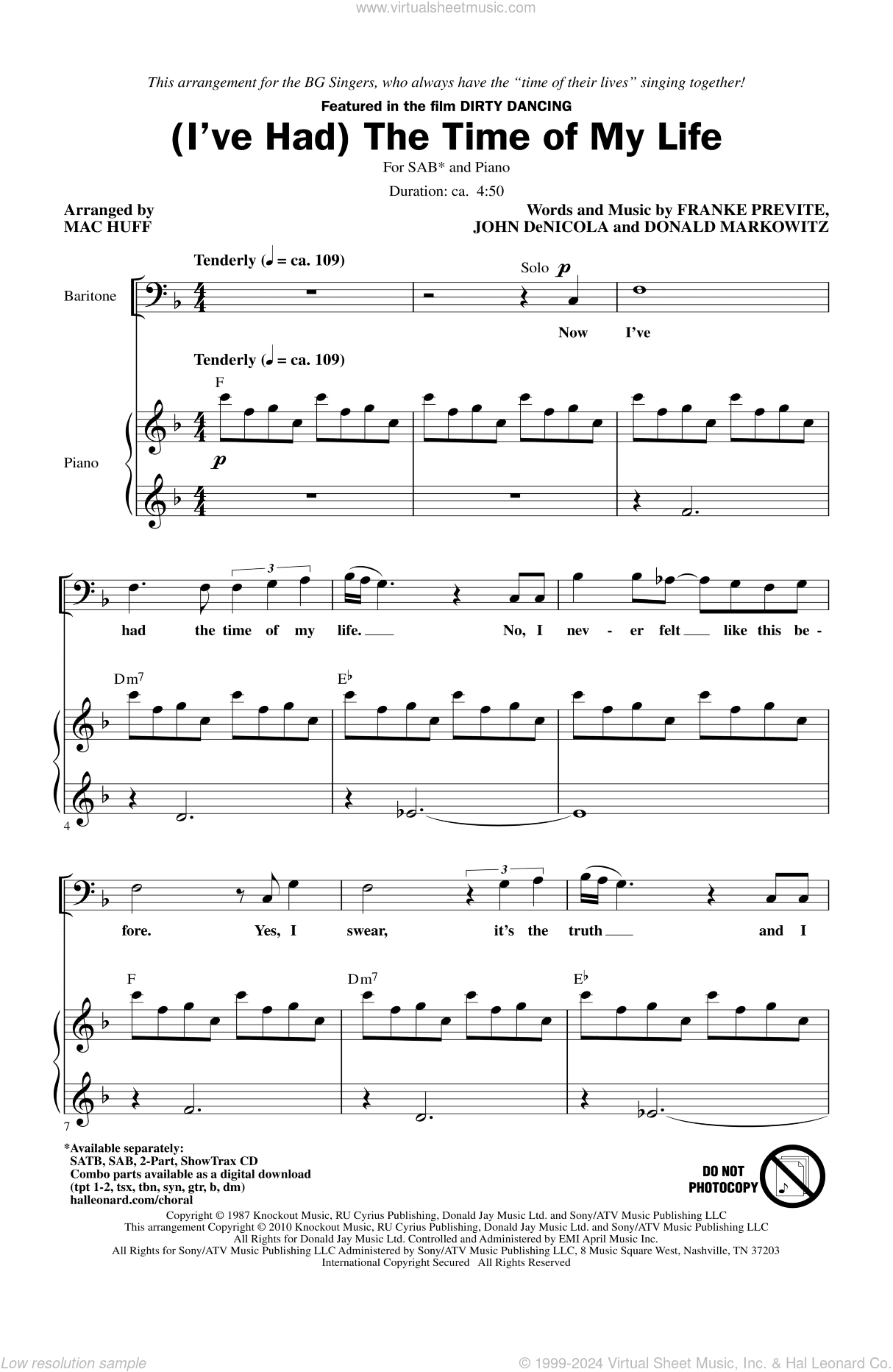 (I've Had) The Time Of My Life (arr. Mac Huff)