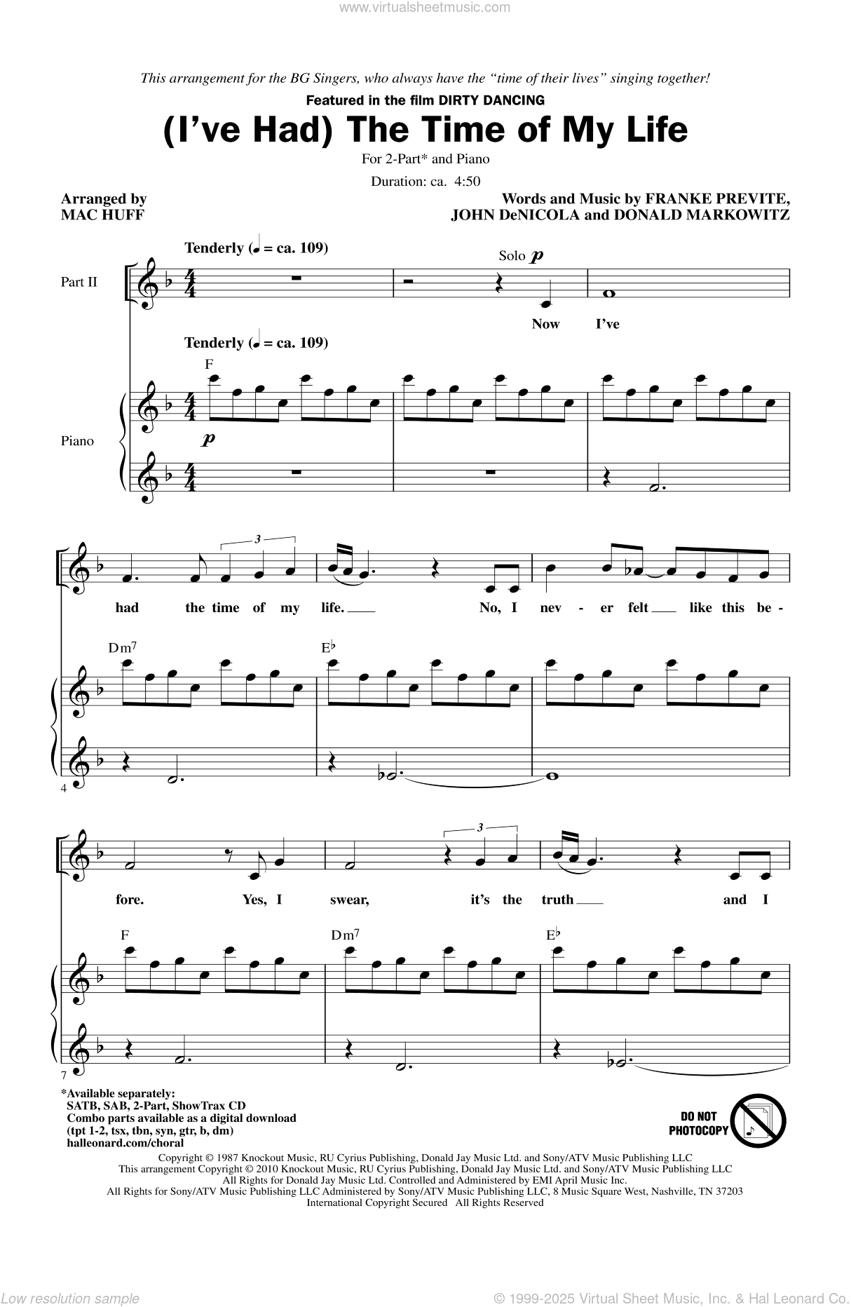(I've Had) The Time Of My Life (arr. Mac Huff)