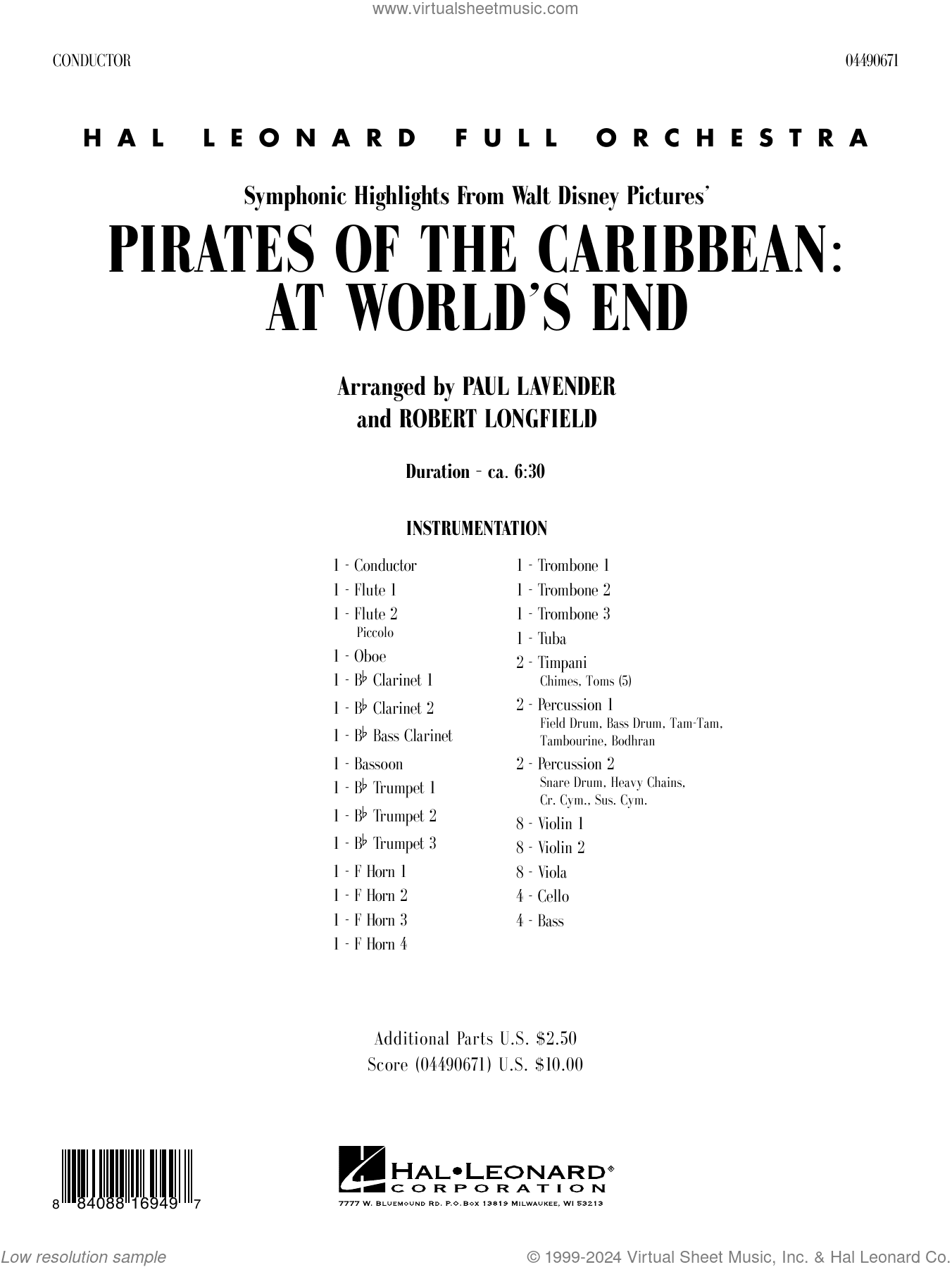 Symphonic Highlights from Pirates Of The Caribbean: At World's End (arr. Lavender/Longfield)