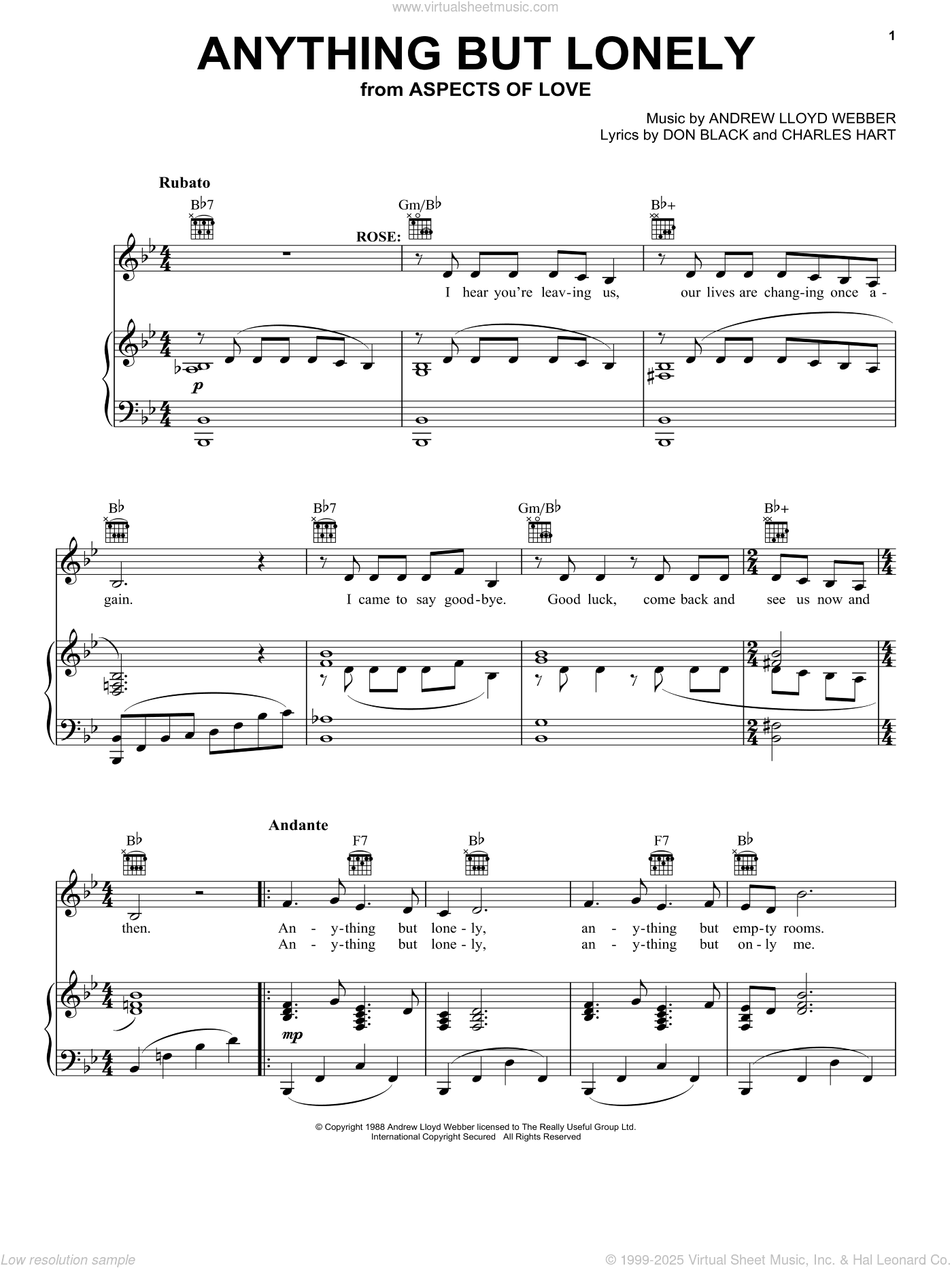 Anything But Lonely (from Aspects Of Love)