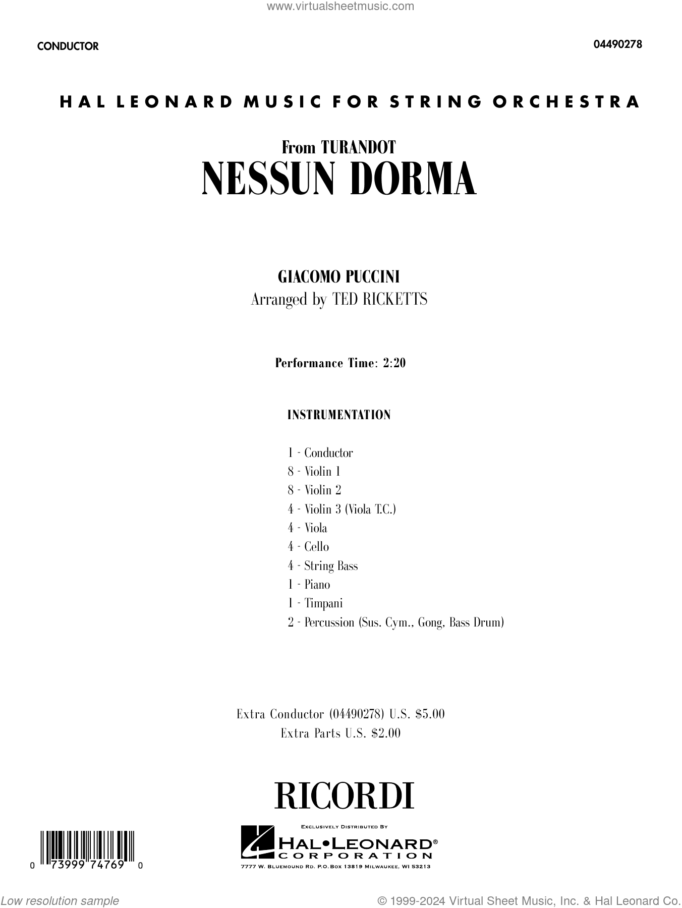 Nessun Dorma (from Turandot) (arr. Ted Ricketts)
