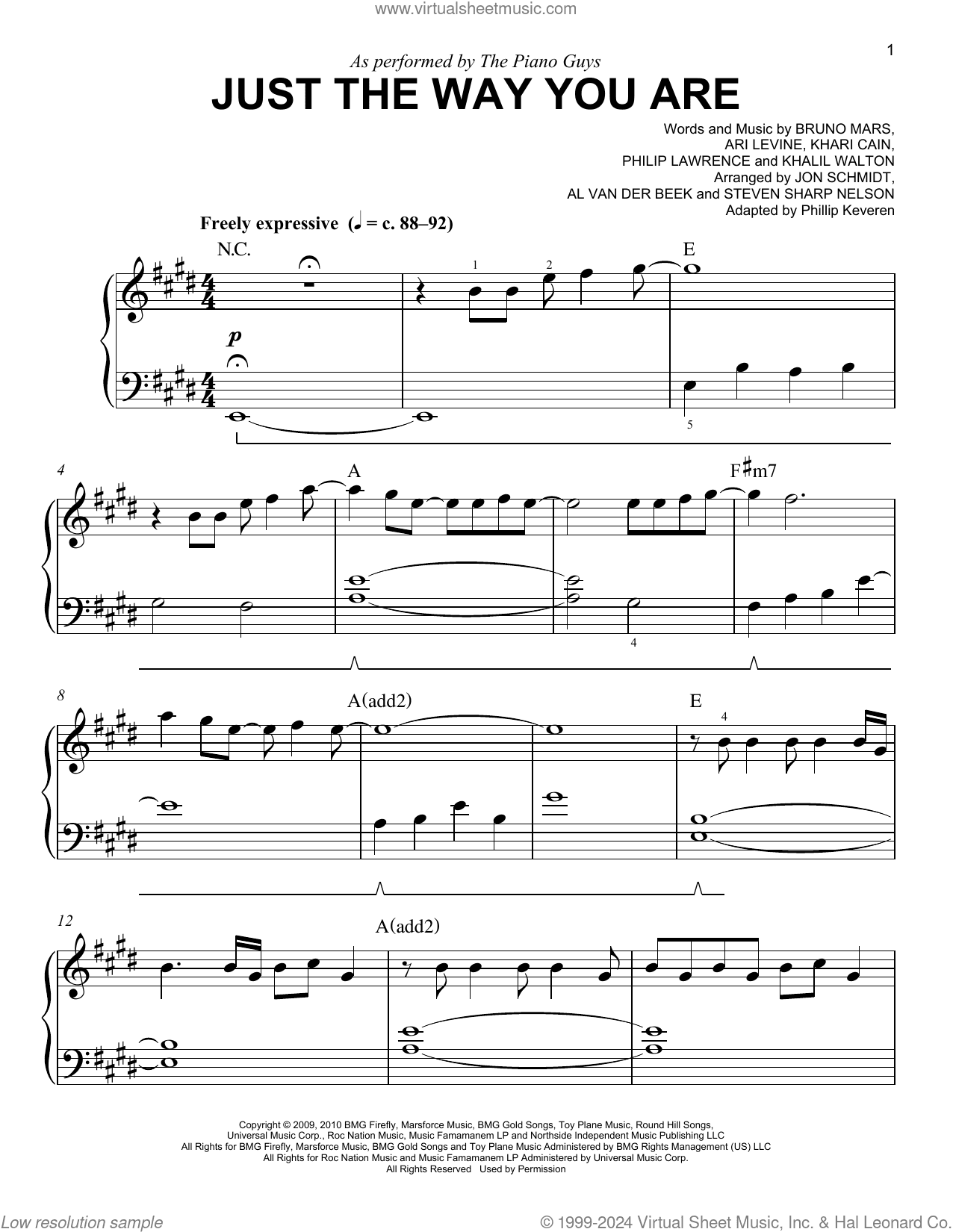Just The Way You Are (arr. Phillip Keveren)