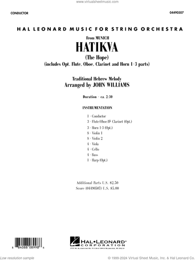 Hatikva (from Munich) (arr. John Williams)