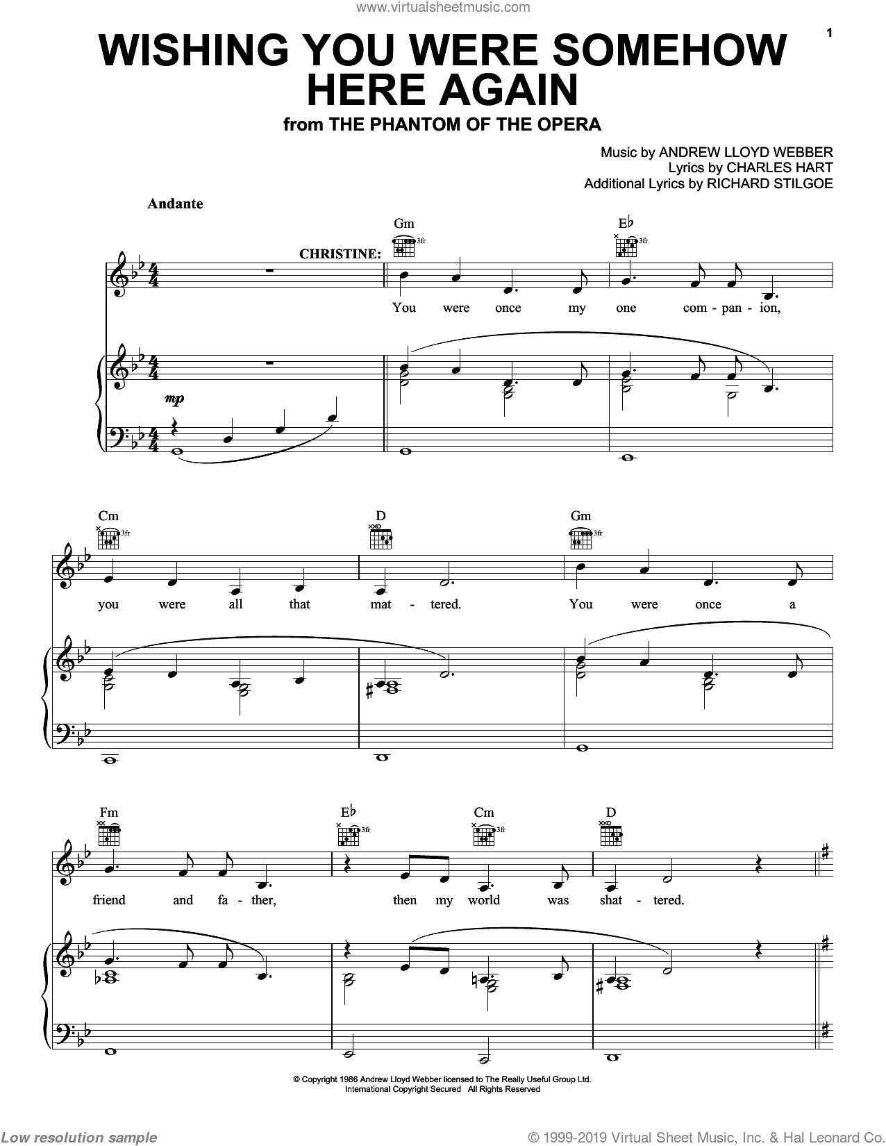 Wishing You Were Somehow Here Again (from The Phantom Of The Opera)