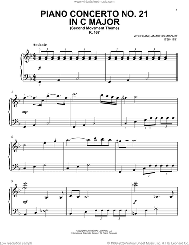 Piano Concerto No. 21 In C Major ("Elvira Madigan"), Second Movement Excerpt