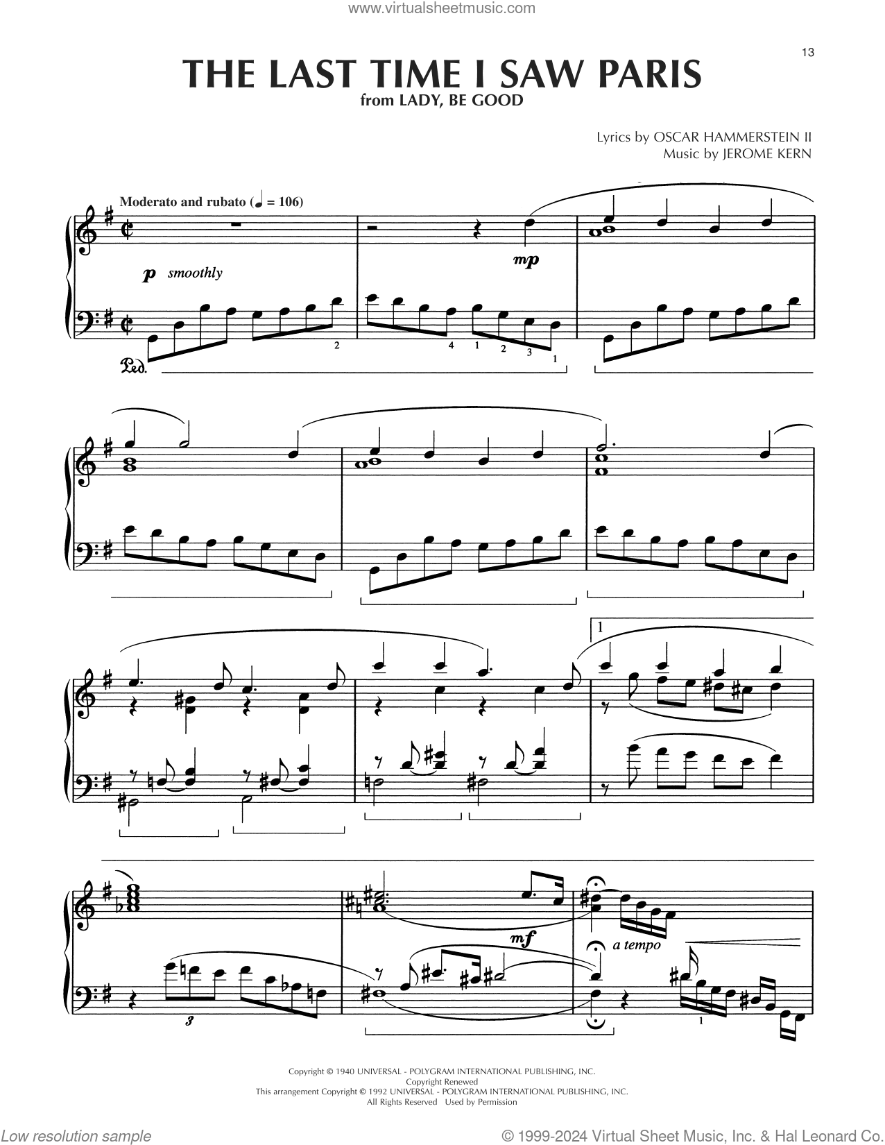 The Last Time I Saw Paris (arr. Dick Hyman)