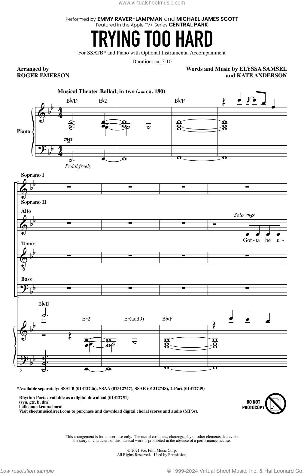 Trying Too Hard (from Central Park) (arr. Roger Emerson)