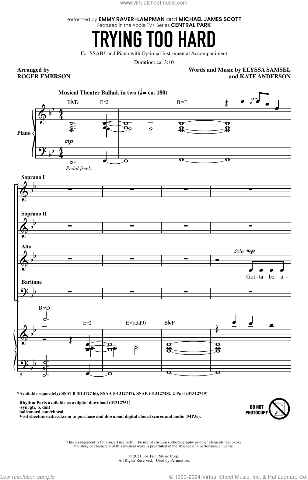 Trying Too Hard (from Central Park) (arr. Roger Emerson)