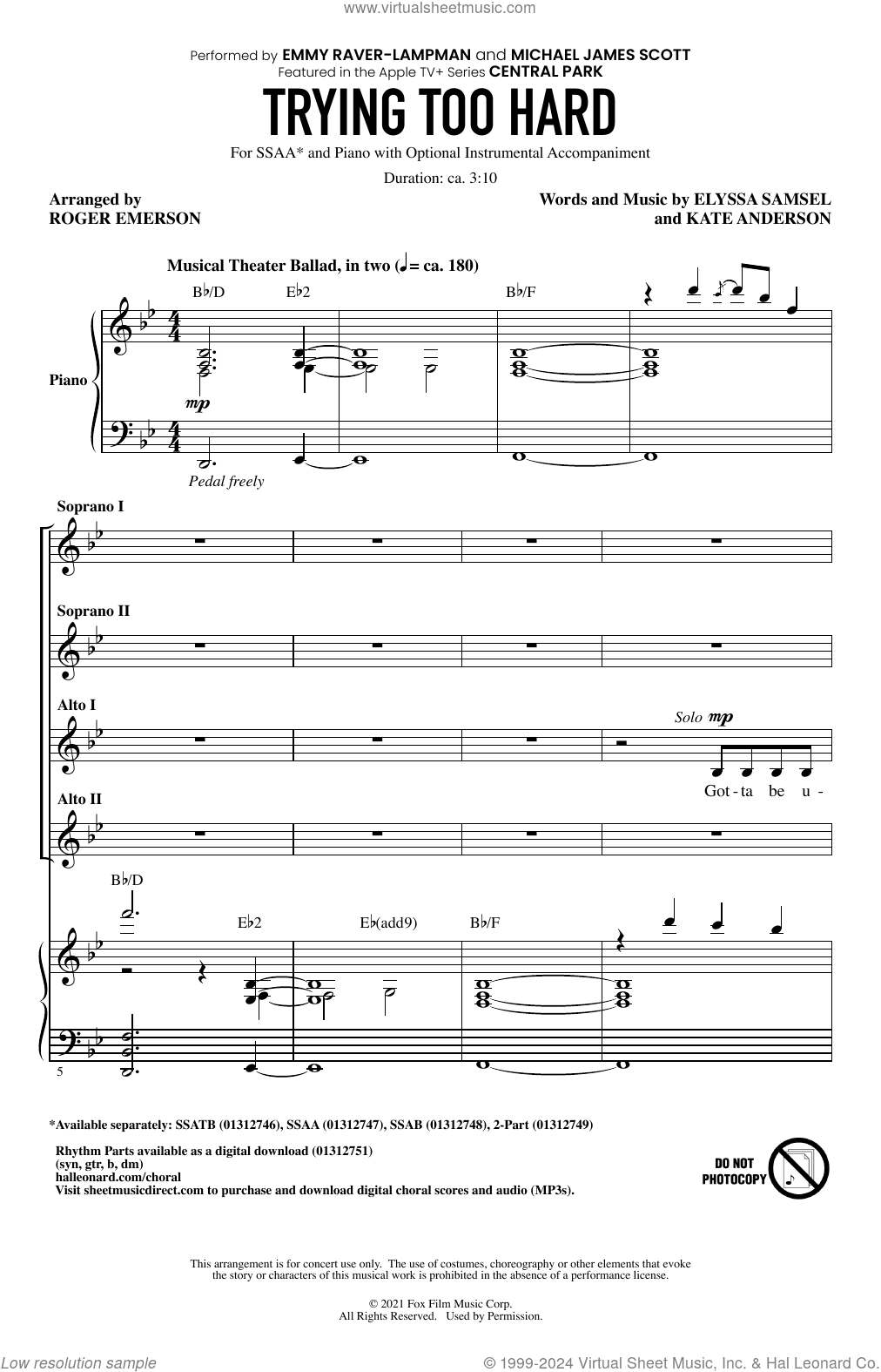Trying Too Hard (from Central Park) (arr. Roger Emerson)
