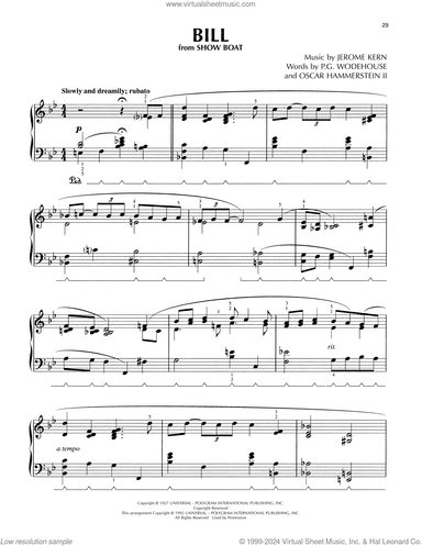 Bill (from Show Boat) (arr. Lee Evans)