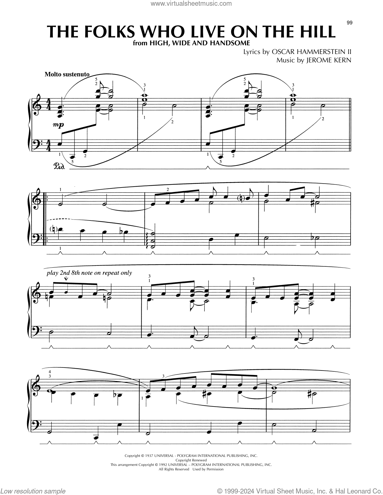 The Folks Who Live On The Hill (from High, Wide and Handsome) (arr. Lee Evans)
