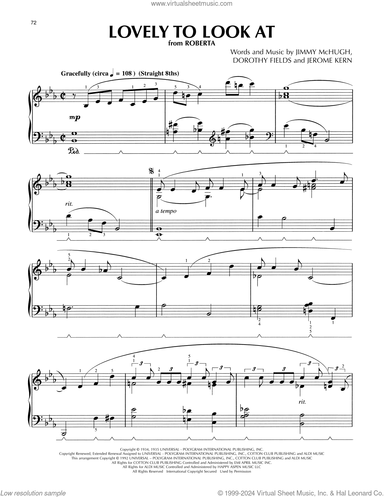 Lovely To Look At (from Roberta) (arr. Lee Evans)