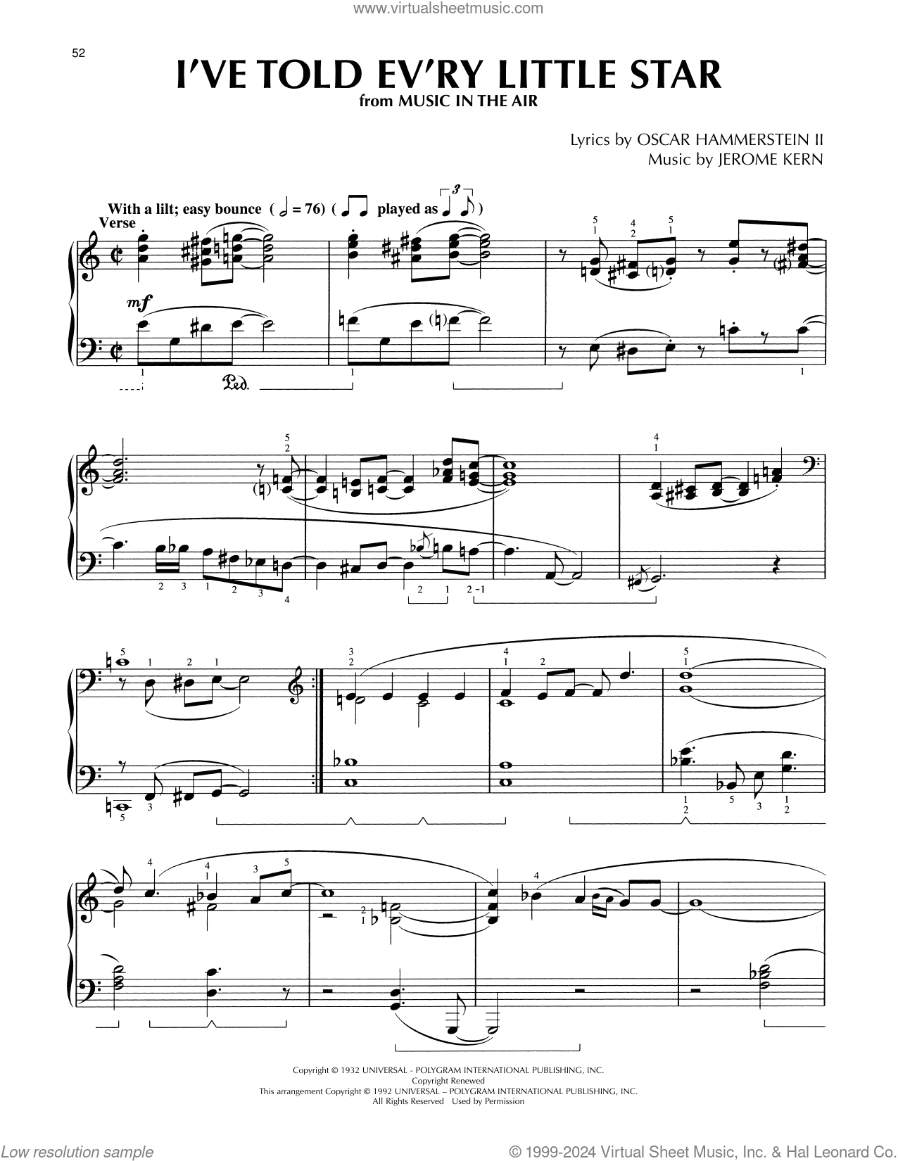 I've Told Ev'ry Little Star (from Music In The Air) (arr. Lee Evans)