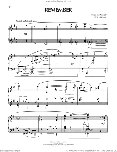 Remember (arr. Dick Hyman)