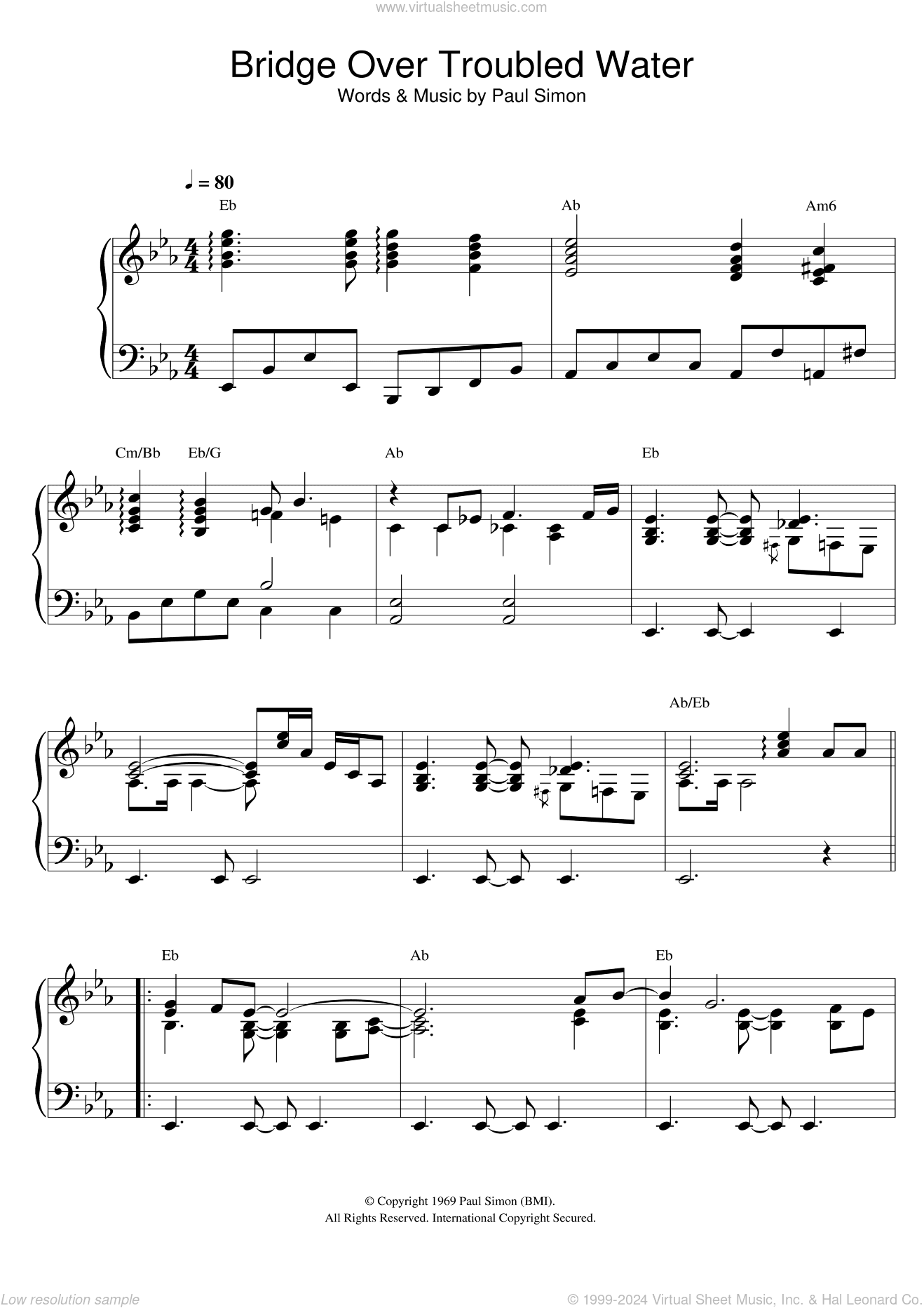 Bridge Over Troubled Water, (intermediate)