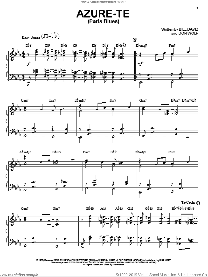 Azure-Te (Paris Blues) (arr. Brent Edstrom)