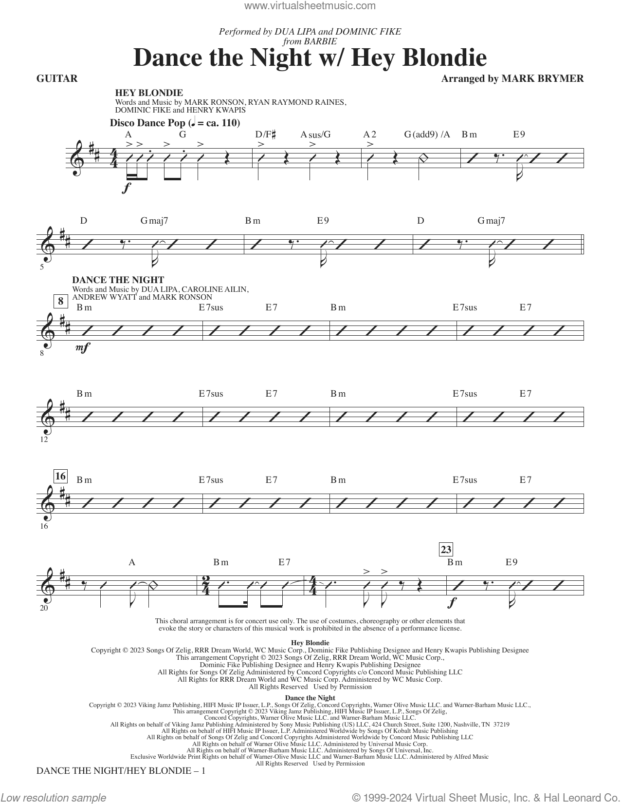 Dance The Night (with "Hey Blondie") (arr. Mark Brymer)