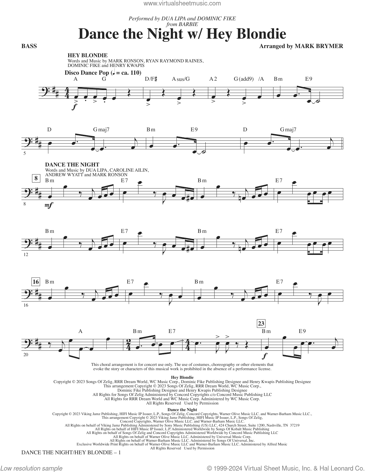 Dance The Night (with "Hey Blondie") (arr. Mark Brymer)