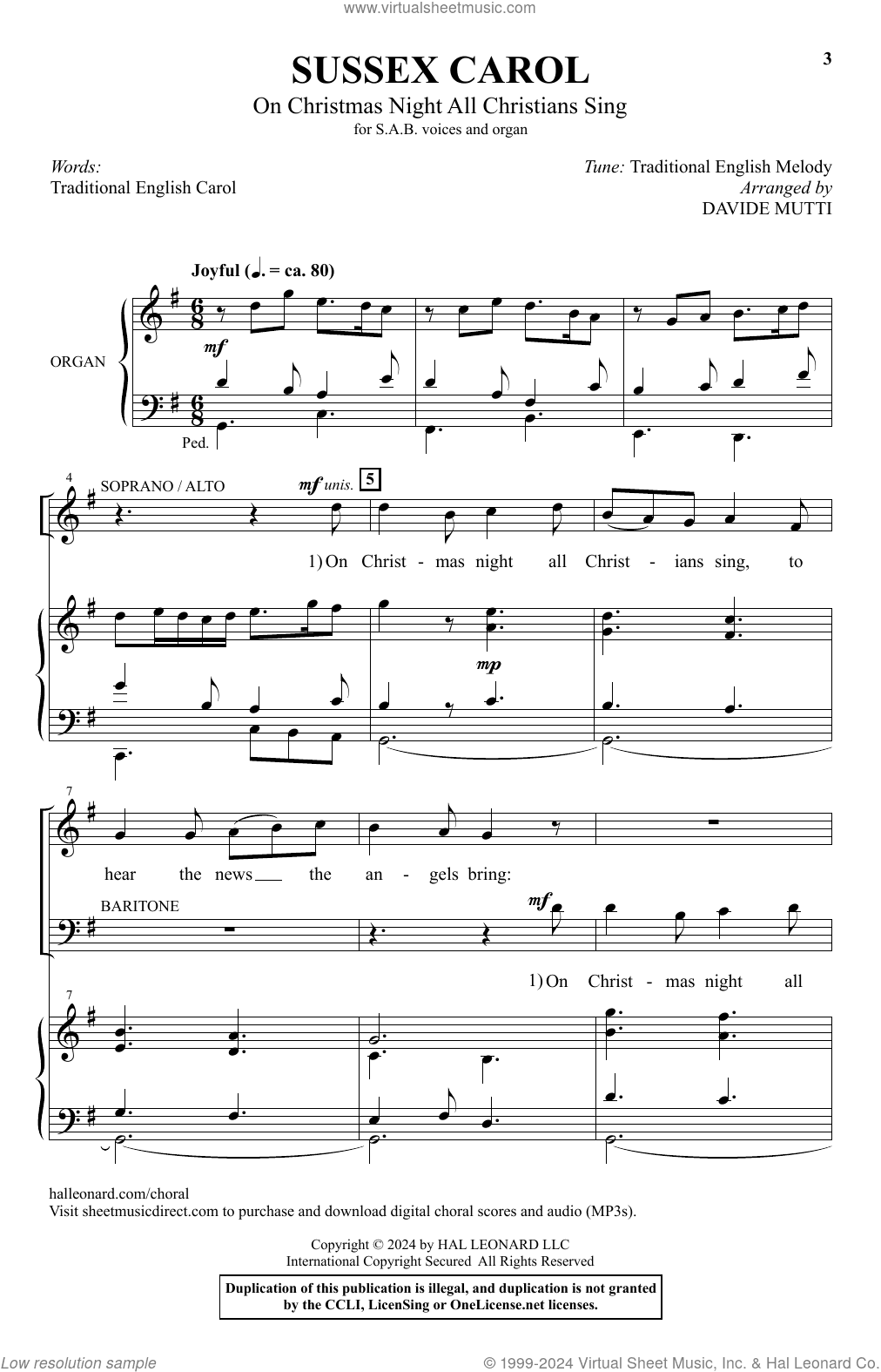 Sussex Carol (On Christmas Night All Christians Sing) (arr. Davide Mutti)