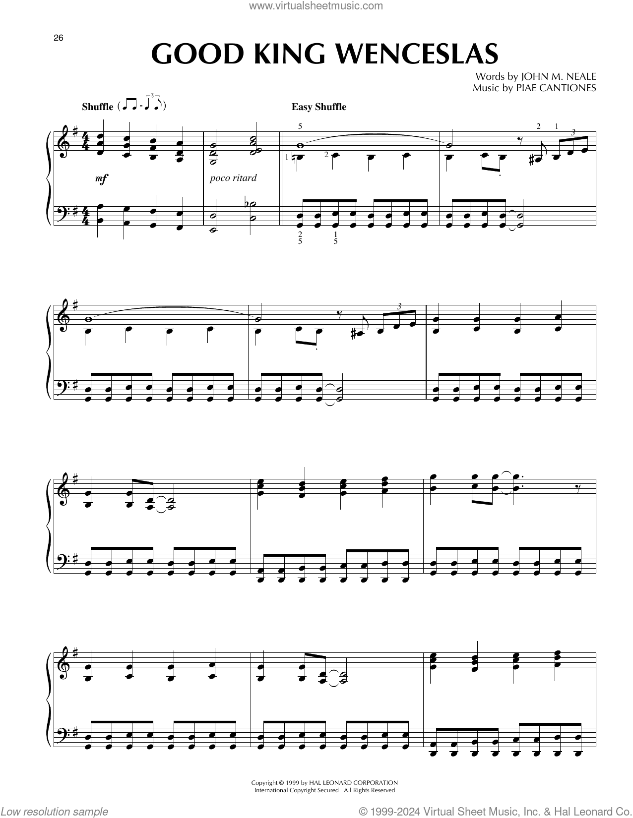 Good King Wenceslas [Jazz version] (arr. Frank Mantooth)