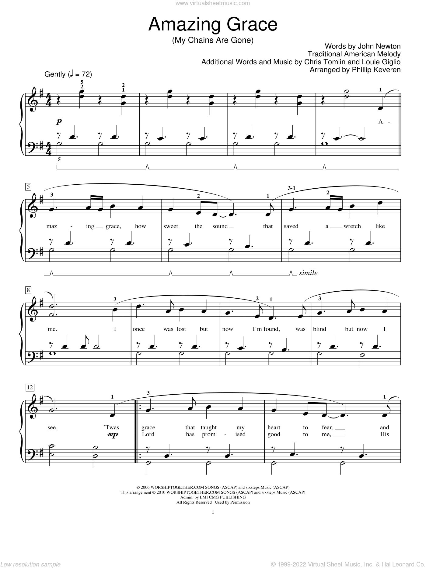 Amazing Grace (My Chains Are Gone) (arr. Phillip Keveren)