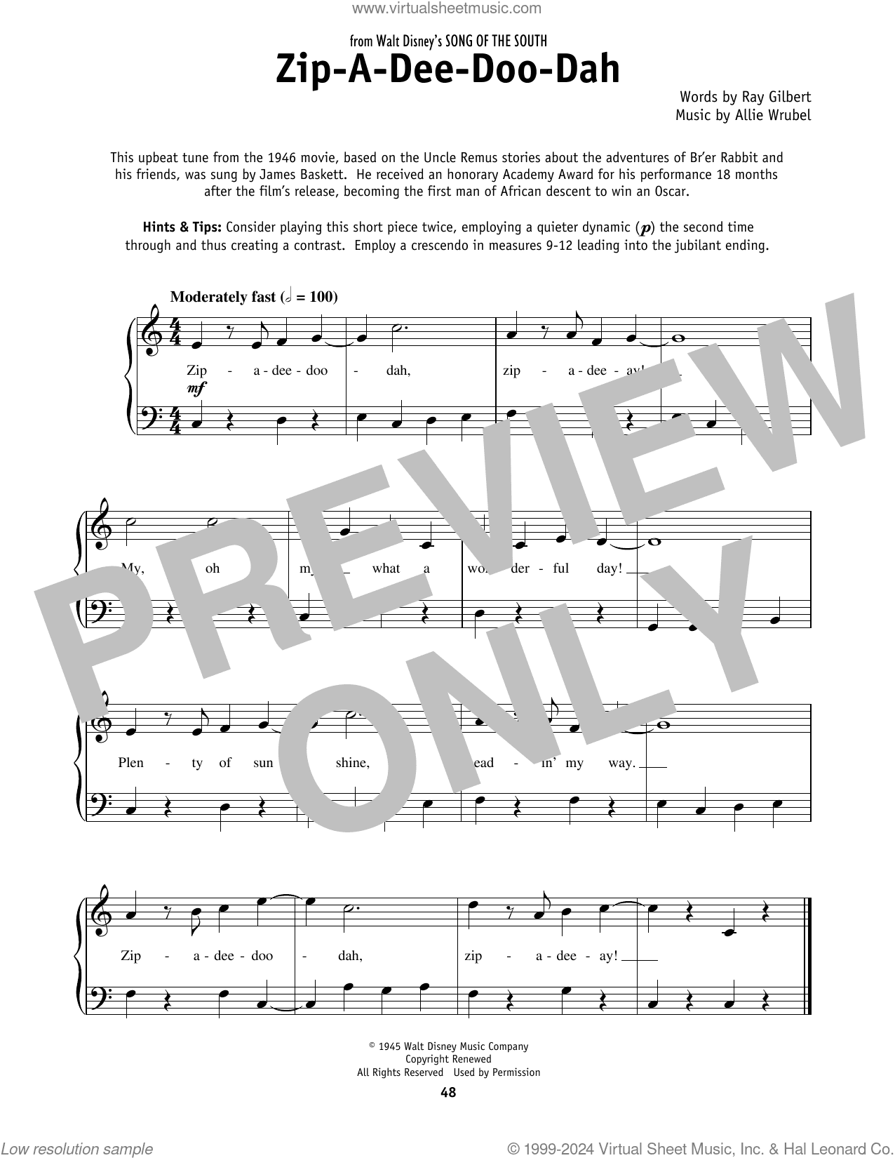 Zip-A-Dee-Doo-Dah (from Song Of The South)