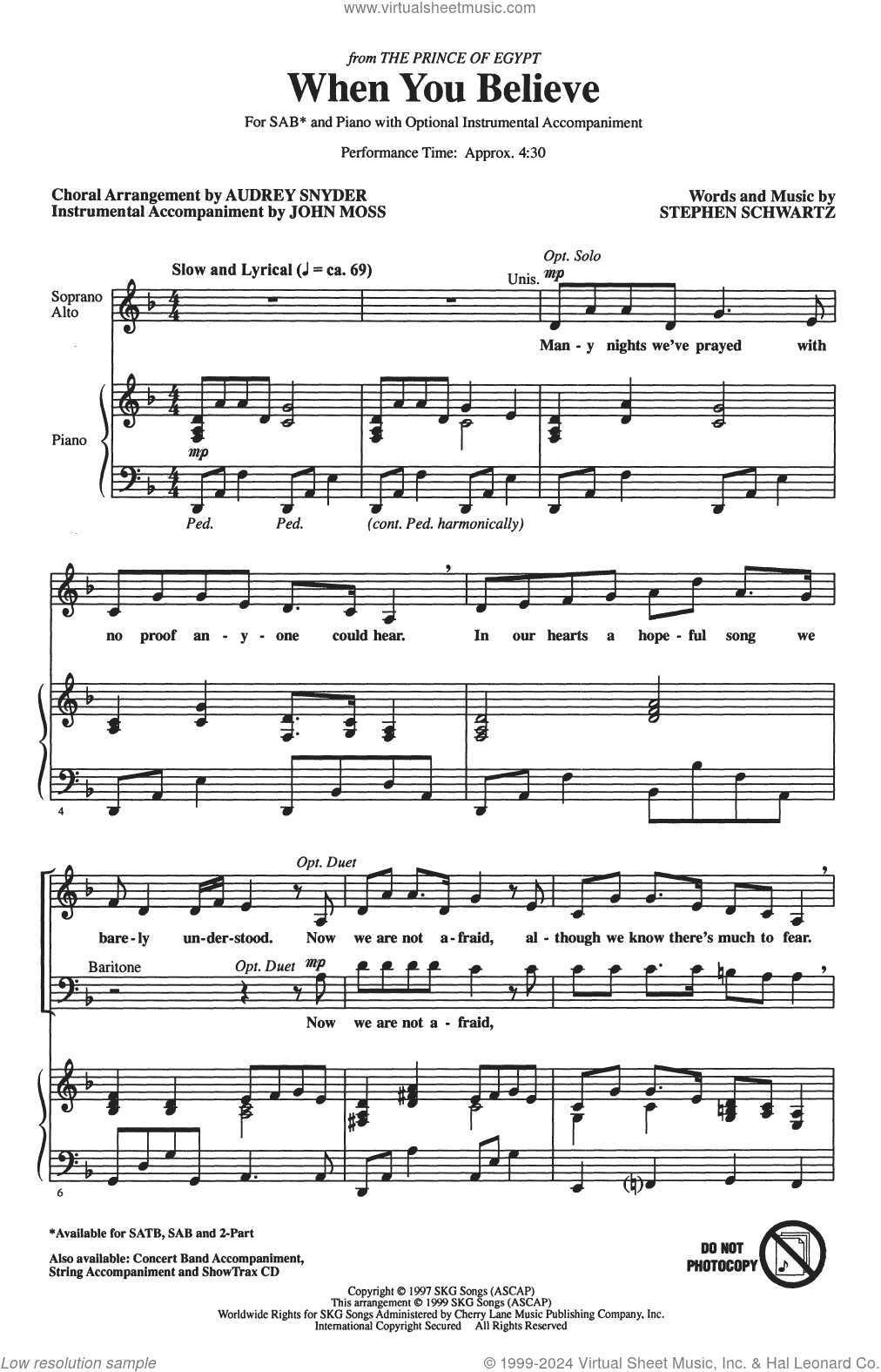 When You Believe (from The Prince Of Egypt) (arr. Audrey Snyder)