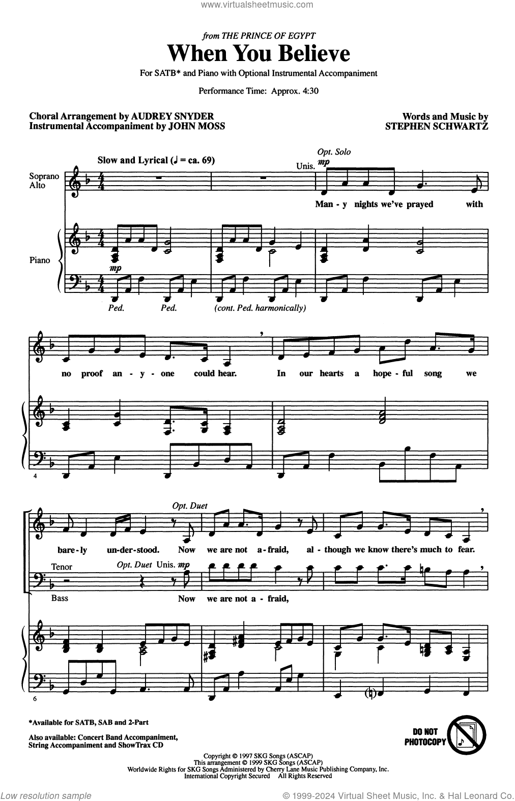 When You Believe (from The Prince Of Egypt) (arr. Audrey Snyder)