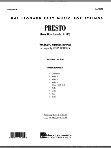 Presto (from Divertimento, K.113) (COMPLETE)