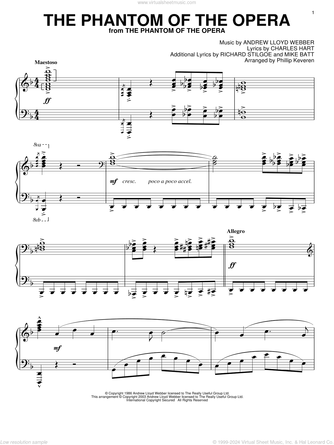 The Phantom Of The Opera (arr. Phillip Keveren)