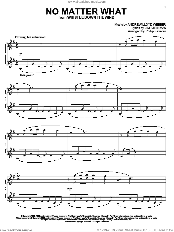No Matter What (from Whistle Down the Wind) (arr. Phillip Keveren)