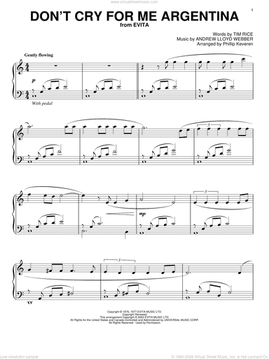 Don't Cry For Me Argentina (from Evita) (arr. Phillip Keveren)