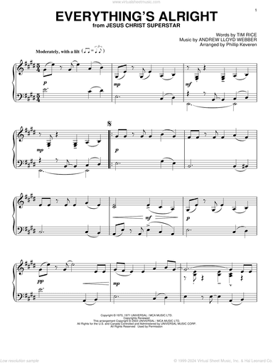 Everything's Alright (from Jesus Christ Superstar) (arr. Phillip Keveren)
