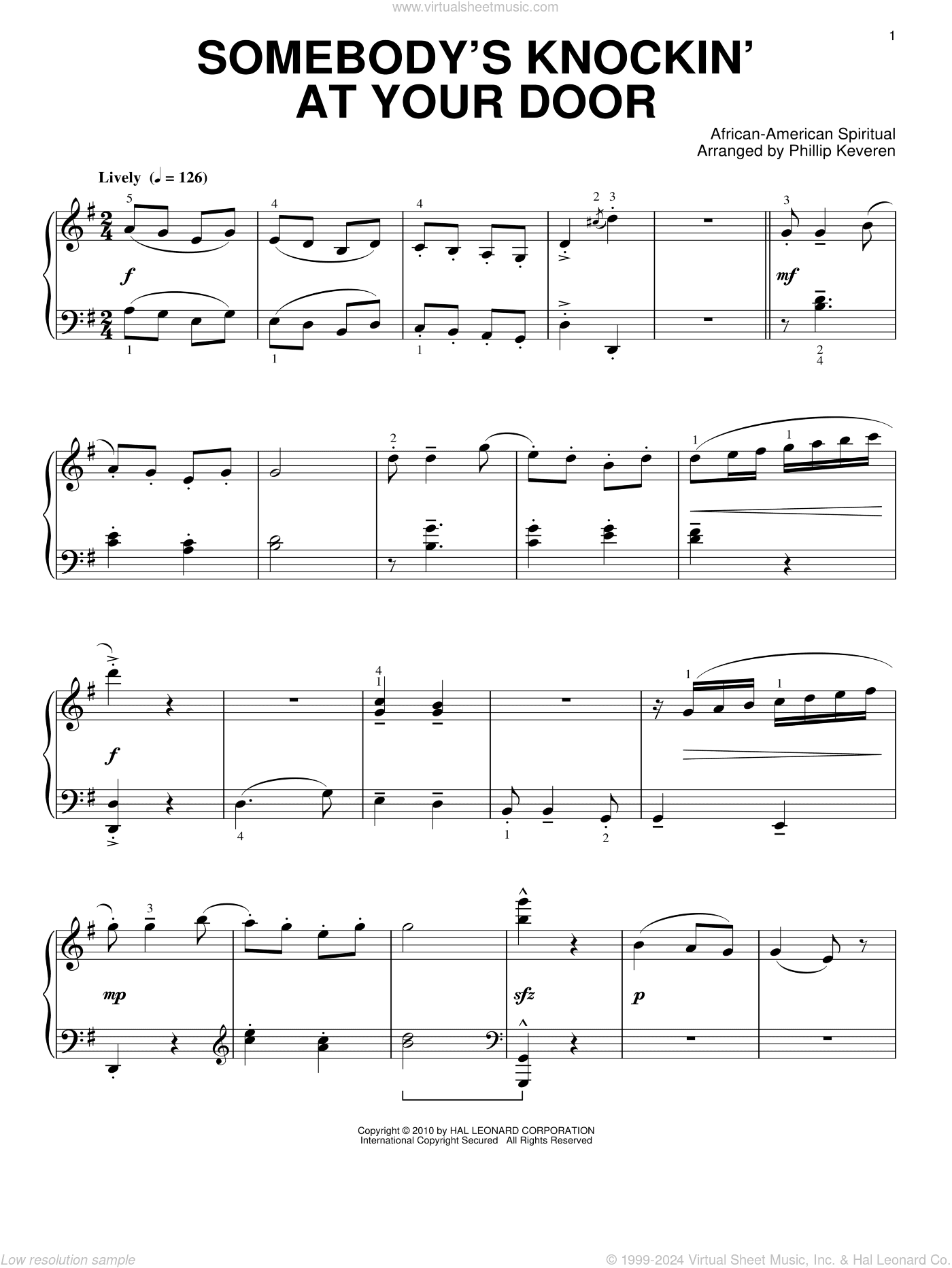 Somebody's Knockin' At Your Door (arr. Phillip Keveren)