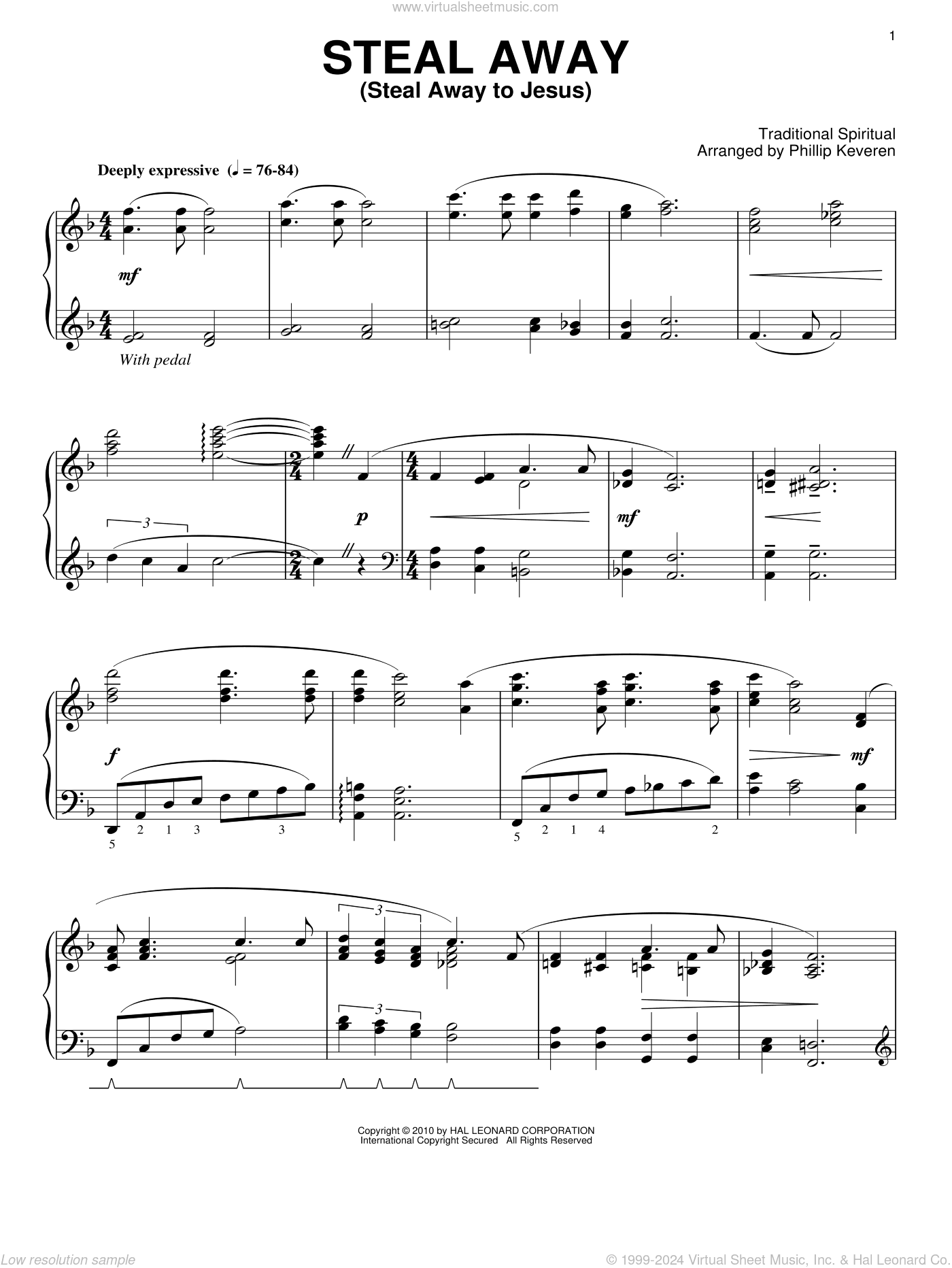Steal Away (Steal Away To Jesus) (arr. Phillip Keveren)