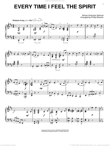 Every Time I Feel The Spirit (arr. Phillip Keveren)