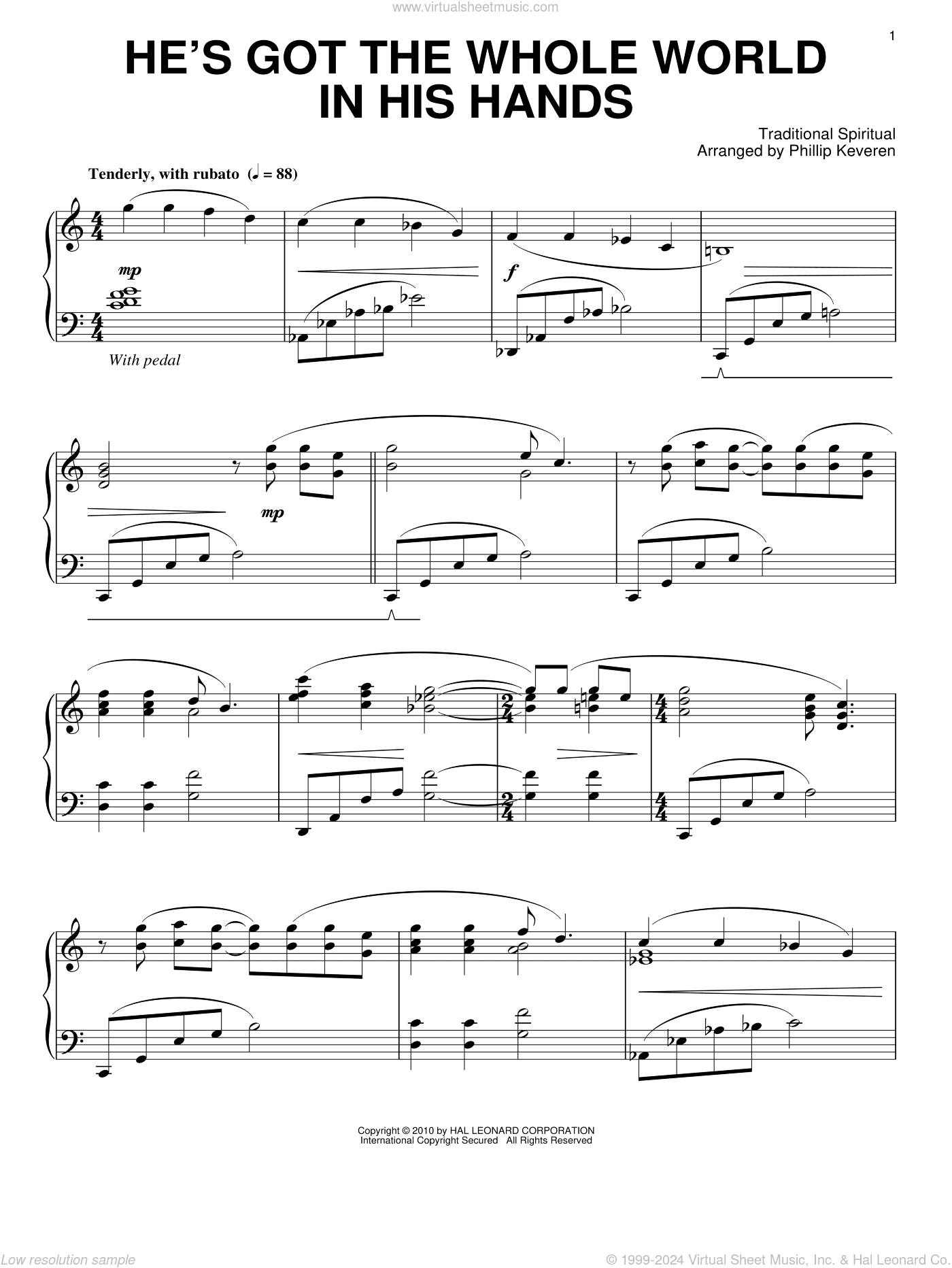 He's Got The Whole World In His Hands (arr. Phillip Keveren)