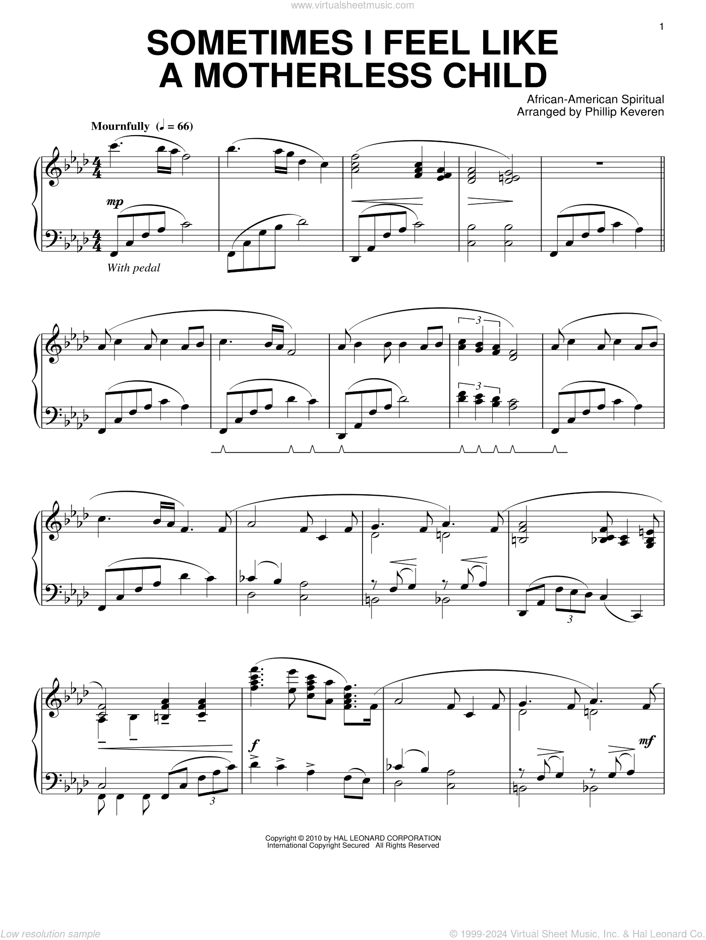 Sometimes I Feel Like A Motherless Child (arr. Phillip Keveren)