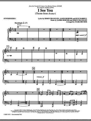 I See You (Theme from Avatar) (complete set of parts)