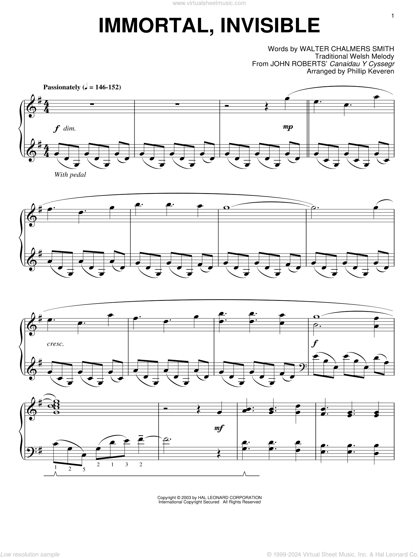Immortal, Invisible (arr. Phillip Keveren)