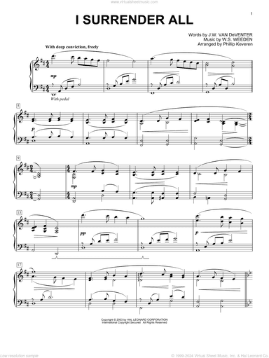 I Surrender All (arr. Phillip Keveren), (intermediate)