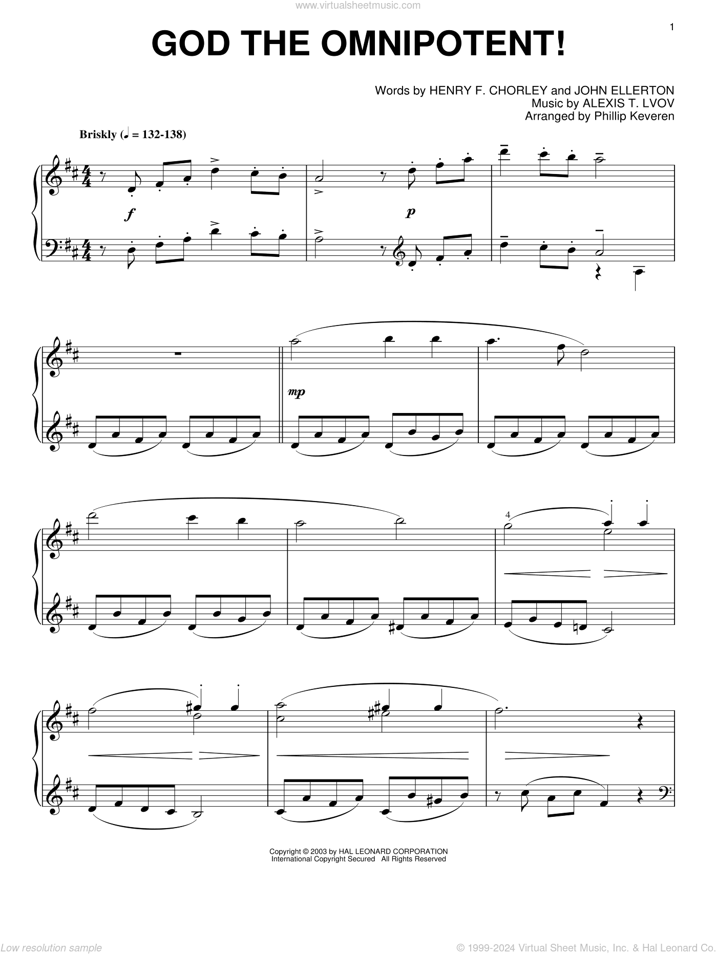 God The Omnipotent! (arr. Phillip Keveren)