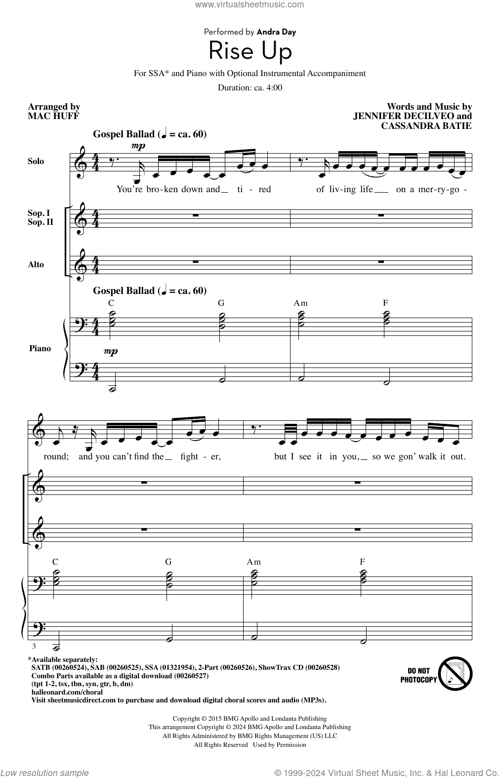 Rise Up (arr. Mac Huff)